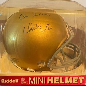 Mini helmet signed by Charlie Weis ND Head coach 2005-2009